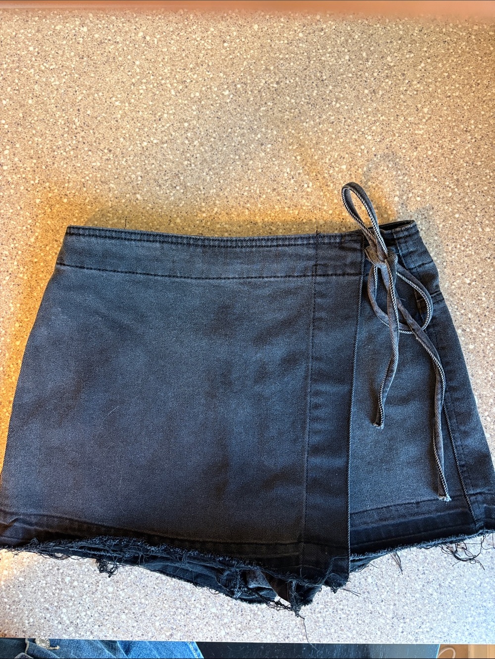 Women's Black Denim Wrap Skort with Tie Waist Madden NYC